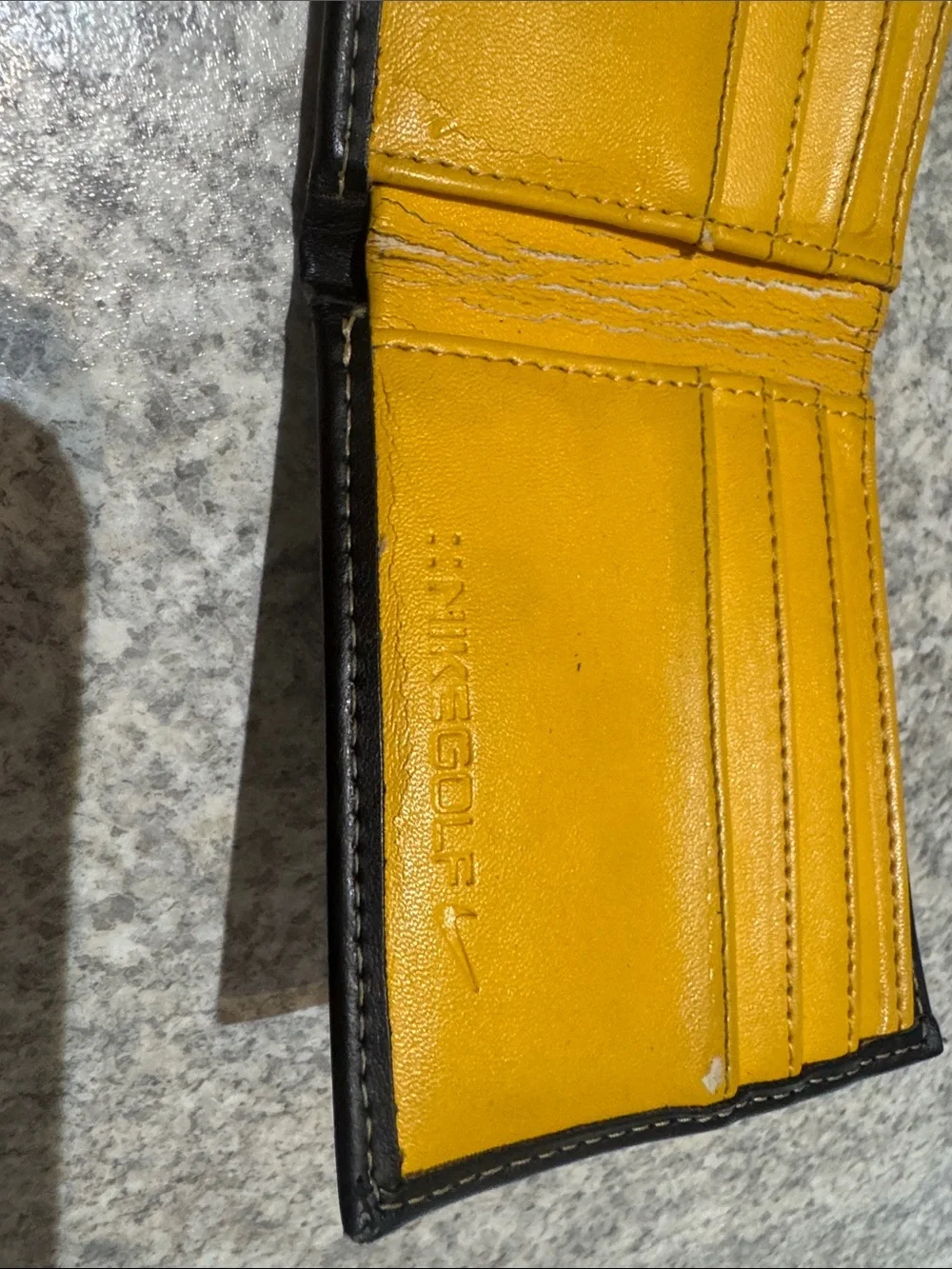 Nike Black Leather Money Clip Wallet with Silver Swoosh